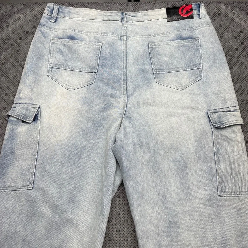 Ecko Unltd Mens Baggy Fit Cargo Jeans Wide Leg Double Knee Denim Size 34 - 40x32
